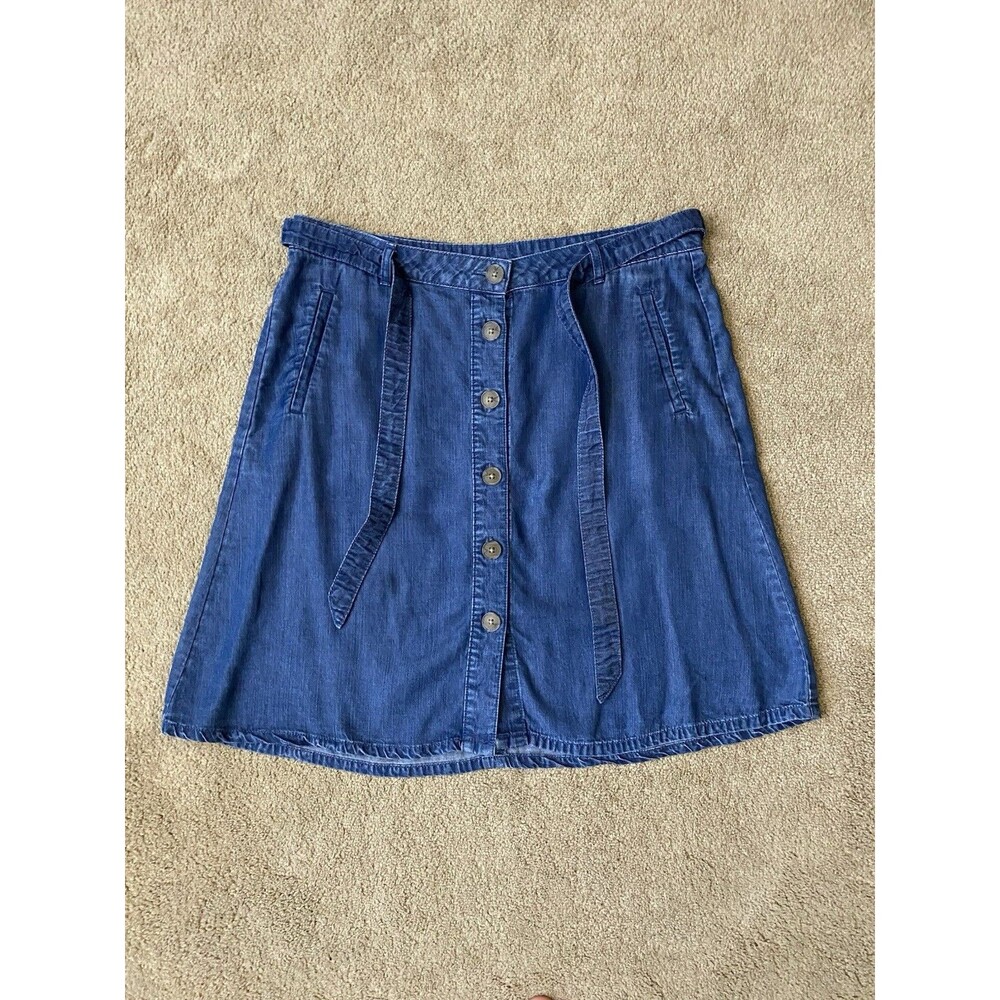 Style & Co 100% Tencel  Chambray Y2K BOHO Cottagecore Button Down Skirt Size 8P